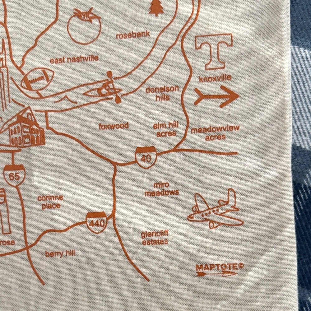 Vintage Nashville Map Tote Canvas Bag